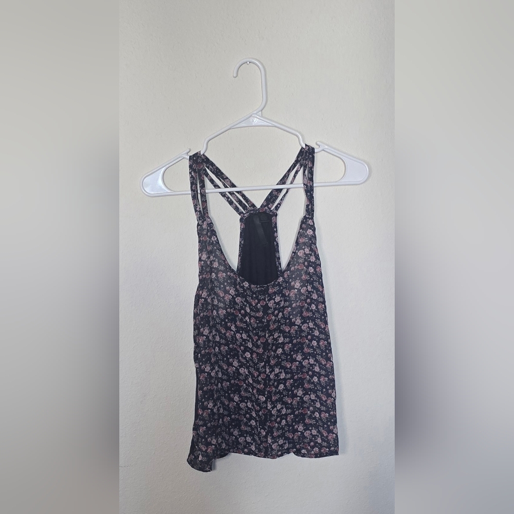 Papermoon Floral Racerback Tank Top Sleeveless Casual Blouse Medium